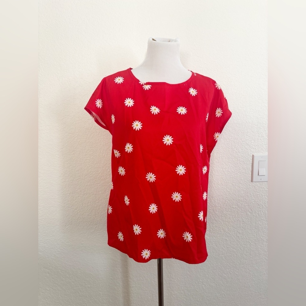 Daisy Print Red Women's Blouse